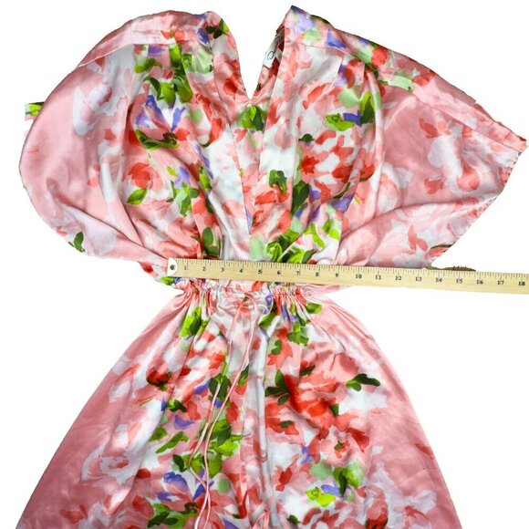 OSCAR DE LA RENTA Vtg Satin Pink Floral Luxury Maxi Haute Couture Dress S/M - Picture 16 of 16
